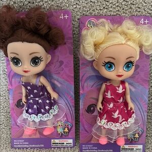 Pair of Pretty Dorables Purple and Pink Dress Dolls